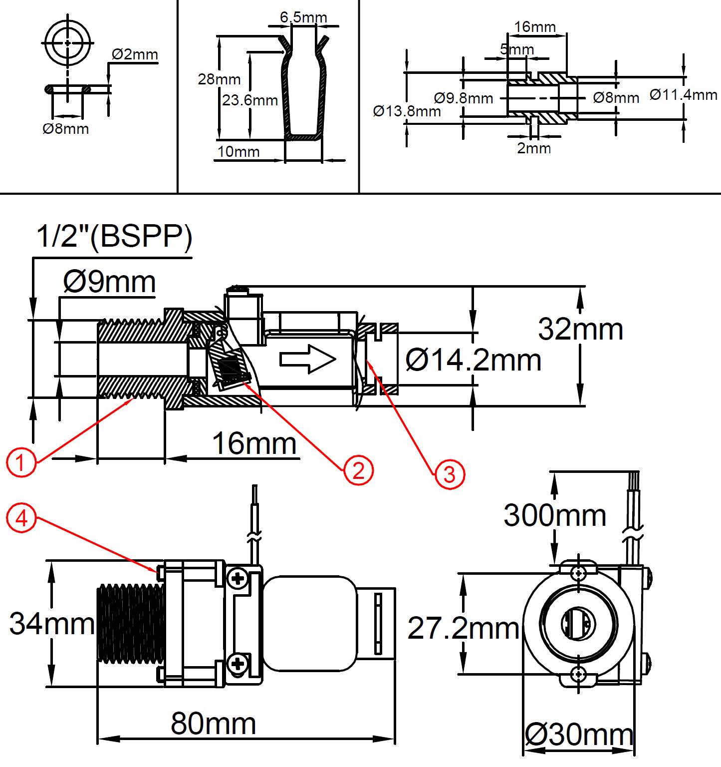 Flap flow switches, reed switch contact, 1/2” BSPP male thread – JPC France