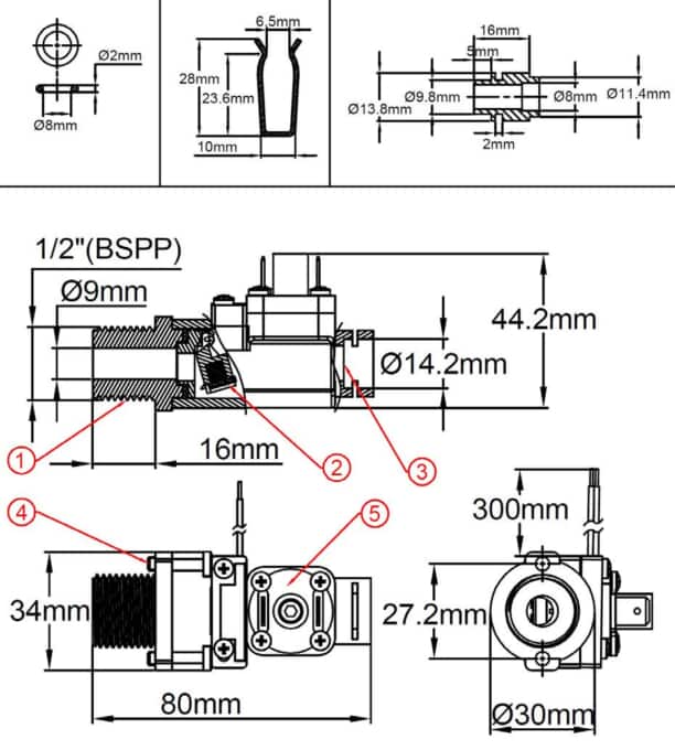 Flap flow switches, reed switch contact, 1/2” BSPP male thread, with ...